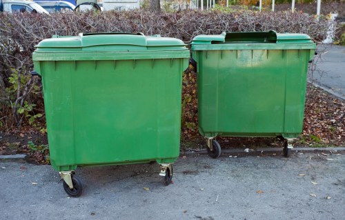 Construction site with organized waste clearance